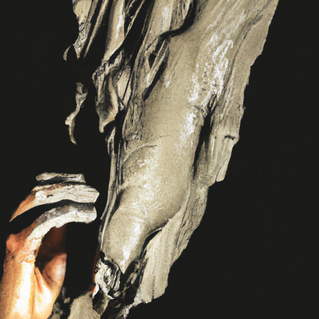 Texture d’argile autodurcissante en gros plan, main sculptant avec spatule